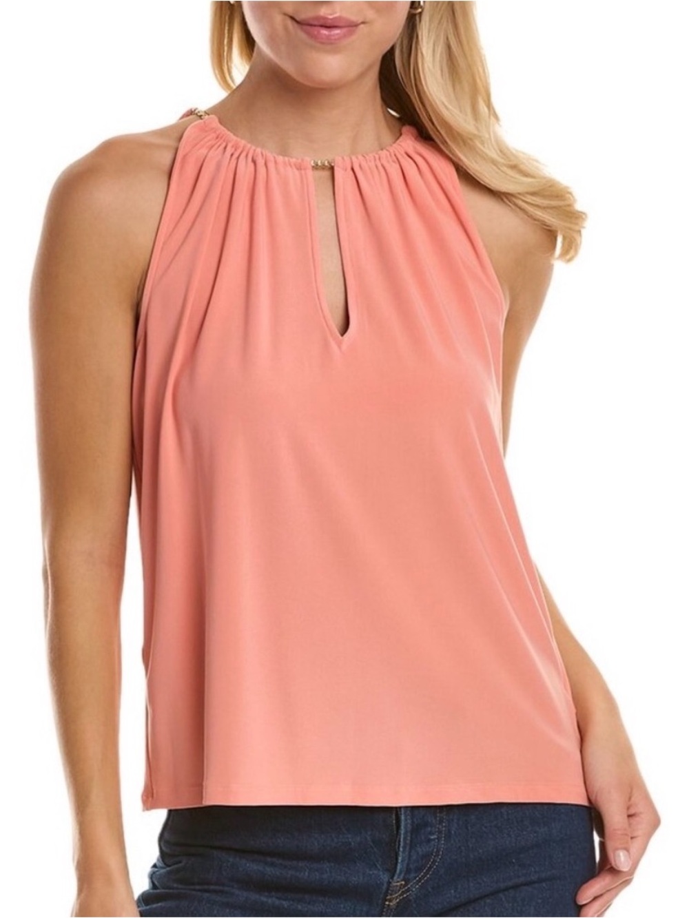 Ramy Brook Chain Trim Rosette Sleeveless Top Size Small NWT
Salmon Pink